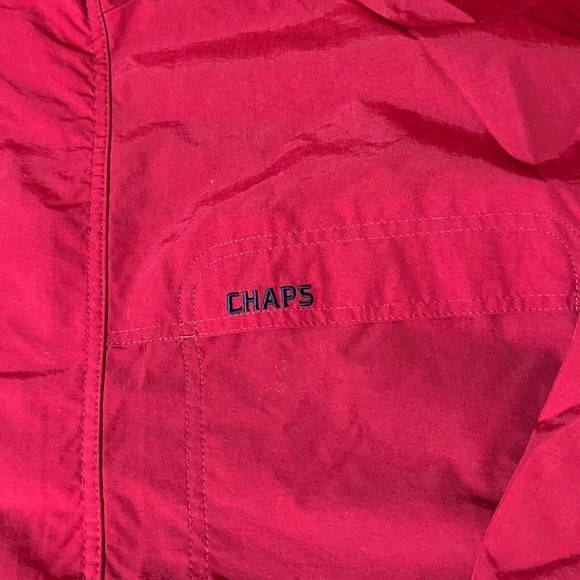 Chaps Red Hooded Windbreaker Zip Pockets Long Sleeve Jacket Men’s Size Large - Picture 2 of 9